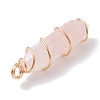 Natural Rose Quartz Double Terminal Pointed Pendants PALLOY-JF02672-03-4
