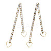 Brass Pave Rhinestone Chain with Heart Big Pendants KK-N216-420-03LG-2