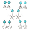 5Pairs 304 Stainless Steel Dangle Stud Earrings EJEW-JE06302-S-1