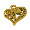 Tibetan Style Filigree Alloy Heart Charms TIBEP-0277-AG-RS-1
