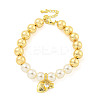Rack Plating Round Brass & ABS Imitation Pearl Beaded Bracelets BJEW-P322-15G-1