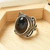Natural Obsidian Adjustable Rings RJEW-I108-02AS-12-2