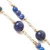 Natural Lapis Lazuli Round and Nuggets Lariat Necklaces NJEW-JN05727-6