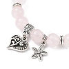 Natural Rose Quartz Round Beaded Stretch Bracelets BJEW-JB09900-02-2