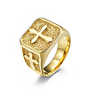 Square with Cross Pattern 304 Stainless Steel Finger Rings for Men FS-WGAC6B1-07-2