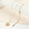 Ion Plating(IP) 304 Stainless Steel Textured Heart Pendant Cable Chain Necklaces for Women NJEW-P320-09G-1