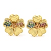 Rack Plating Brass Micro Pave Clear Cubic Zirconia Flower Stud Earrings EJEW-T021-01G-02-1