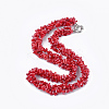 Sea Bamboo Coral(Imitation Coral) Beaded Necklaces NJEW-S414-24-1