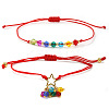 2Pcs Adjustable Glass Beads Braided Bead Bracelets ER5290-1-5