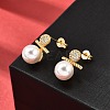 Round Brass Micro Pave Clear Cubic Zirconia Stud Earrings EJEW-A135-25G-3