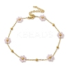 304 Stainless Steel & Synthetic Stone Daisy Flower Chain Anklets for Women LS-AJEW-B031-01G-02-4