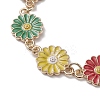 Sunflower Zinc Alloy Enamel Link Bracelets for Women BJEW-JB10246-3