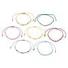 7Pcs 7 Colors Adjustable Round Glass Seed Beads Braided Bead Bracelets Set for Women BJEW-MZ00288-2