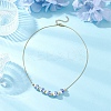 Handmade Flower Printed Porcelain Round Beaded 304 Stainless Steel Snake Chain Necklaces NJEW-JN05361-1