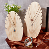 2 Sizes Wooden Oval Leaf Detachable Bracelet Display Stands BDIS-WH0003-22-4