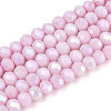 Anti-Tarnish Electroplate Rondelle Glass Beads Strands X-EGLA-T021-4mm-17-03-1