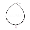 Natural Pearl Pendant Necklace with Glass Beaded Chains NJEW-M201-01B-1