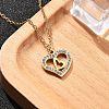 304 Stainless Steel Crystal Rhinestone Heart Pendant Cable Chain Necklaces for Women NJEW-Z056-01C-G-3