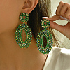 201 Stainless Steel Bohemian Oval Vintage Long Stud Earrings HB4853-3-1