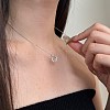 Round Ring 925 Sterling Silver Pave Cubic Zirconia Pendant Necklaces for Women NJEW-F338-01P-4