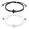 2Pcs Synthetic Turquoise & Hematite Braided Bracelets for Couple BJEW-JB11339-1