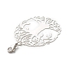 Tarnish Resistant Flat Round with Tree of Life 201 Stainless Steel Filigree Pendant Decorations LS-X-HJEW-JM00573-03-3