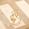 304 Stainless Stee Open Cuff Rings for Women RJEW-Q006-03B-G-1
