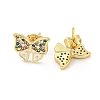 Bowknot Real 18K Gold Plated Brass Stud Earrings EJEW-L269-097G-01-2