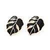 Ion Plating(IP) 304 Stainless Steel Leaf Stud Earrings EJEW-Z068-37G-01-2