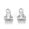 Brass Clear Cubic Zirconia Charms ZIRC-G170-15P-2