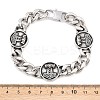 Stainless Steel Flat Round with Thor Hammer Mjolnir Link Bracelets BJEW-D379-07ASP-3