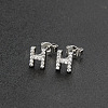 Brass Micro Pave Clear Cubic Zirconia Stud Earrings FS-WGC2F12-08-1