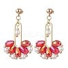 Fan Glass Dangle Stud Earrings EJEW-MZ00674-4