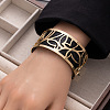 Butterfly 304 Stainless Steel & Imitation Leather Cuff Bangles FS-WGE67E3-11-1
