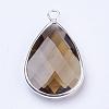 Silver Color Plated Brass Glass Teardrop Pendants GLAA-M006-A-08S-2
