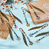 8Pcs 8 Styles Tibetan Style Alloy Hook Bookmarks AJEW-GO00015-4