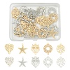 40Pcs 10 Styles Rack Plating Brass Hollow Out Connector Charms KKC-FS0001-03-1