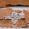 Brass Micro Pave Clear Cubic Zirconia Finger Rings FS-WG5249E-01-1