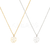 2Pcs 2 Colors 304 Stainless Steel Hollow Rose Pendant Necklaces Set for Women NJEW-AN0001-87-1