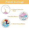 5 Pair 5 Style Golden Plated Alloy Enamel Planet Dangle Earrings with Iron Pins EJEW-AB00045-4