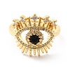 Black Glass Evil Eye Adjustable Ring with Cubic Zirconia KK-H439-34G-2