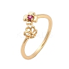 Flower Brass Micro Pave Cubic Zirconia Cup Peg Ring Settings for Half-drilled Beads KK-NH0009-01G-1