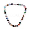 Natural & Synthetic Mixed Stone Round Beaded Necklaces NJEW-T016-08-2