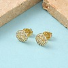 Round Brass Micro Pave Clear Cubic Zirconia Stud Earrings EJEW-Z144-14G-2