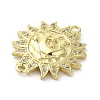 Rack Plating Brass Micro Pave Clear Cubic Zirconia Sun Connector Charms KK-C052-44G-2