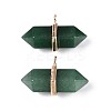 Natural Green Aventurine Double Terminal Pointed Pendants G-N345-09G-1