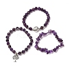Natural Amethyst Stretch Bracelets Set for Teen Girl Women BJEW-JB06705-1