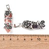 Natural Gemstone Alloy Rose Wrapped Hexagonal Prism Pointed Pendants GG-CBA040B-01AS-3