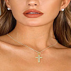 4Pcs CZ Brass Micro Pave Cubic Zirconia Cross Charms ZIRC-LP0001-09-3