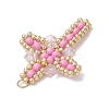 7Pcs 7 Colors Glass Seed Beaded Cross Pendants PALLOY-MZ00826-5